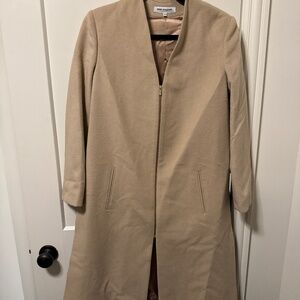 🧥 ANGEL SCHLESSER | Camel Collarless Longline Coat 🧥